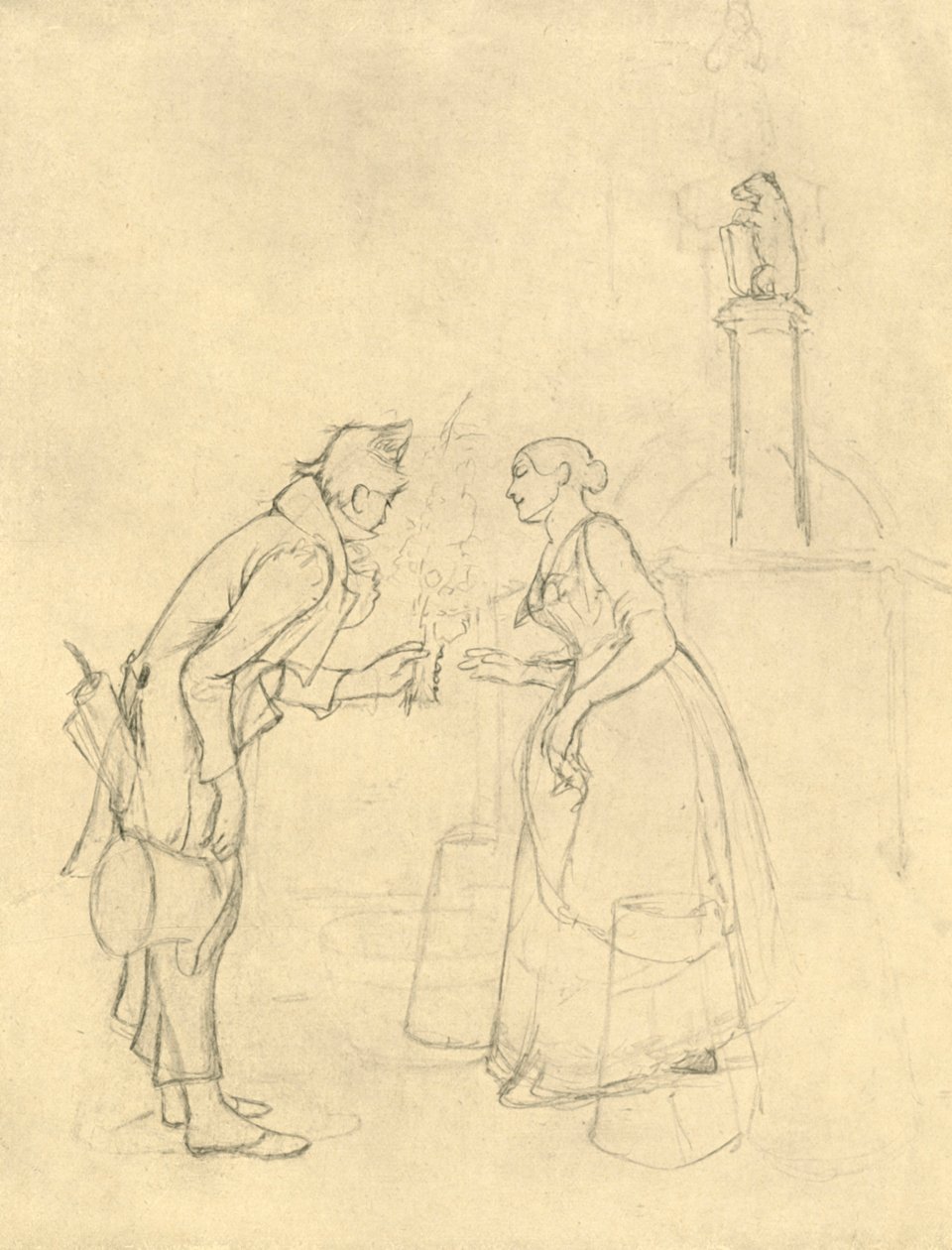 The Shy Suitor, mitten av slutet av 1800-talet, c1924. av Carl Spitzweg