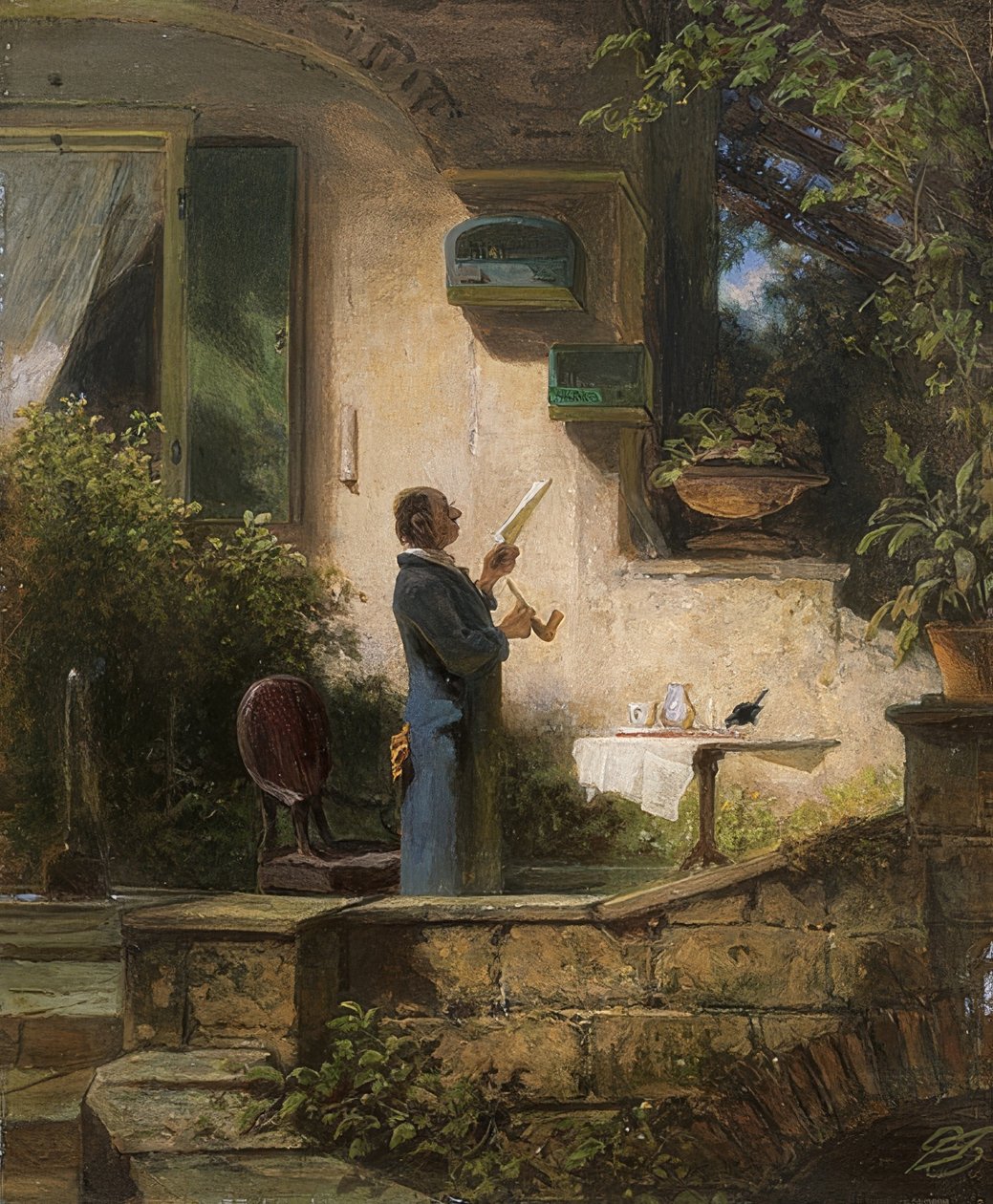 Ett viktigt brev. (Föreläsningen) av Carl Spitzweg