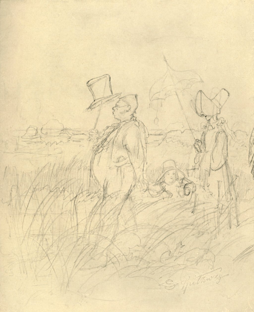 Sonntagsspaziergang, mitten av slutet av 1800-talet, c1924. av Carl Spitzweg