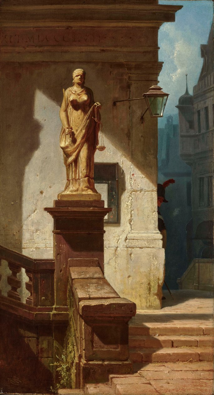 Lagens öga Justitia, 1857. av Carl Spitzweg