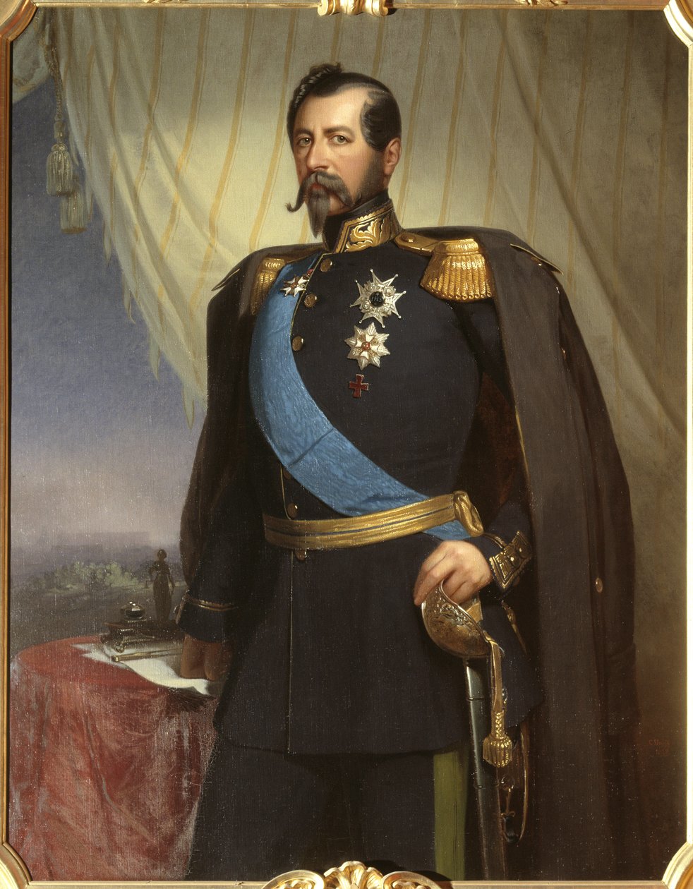 Oscar I, roi de Suede et Norvege - Porträtt av Oscar I (1799-1859), kung av Sverige och Norge, av Staaff, Carl Theodor (1816-1880). Olja på duk av Carl Theodor Staaff