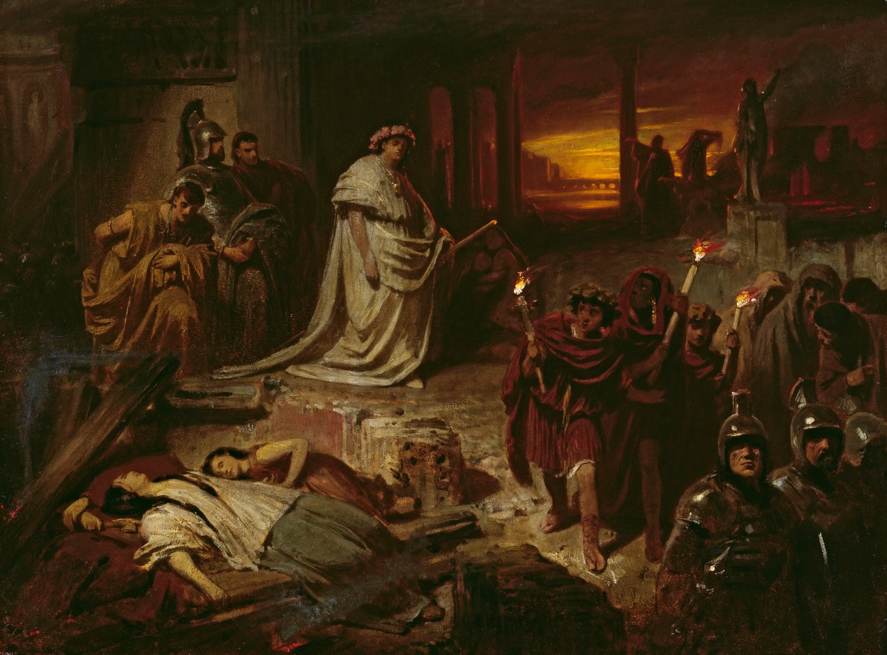 Nero på ruinerna av Rom av Carl Theodor von Piloty