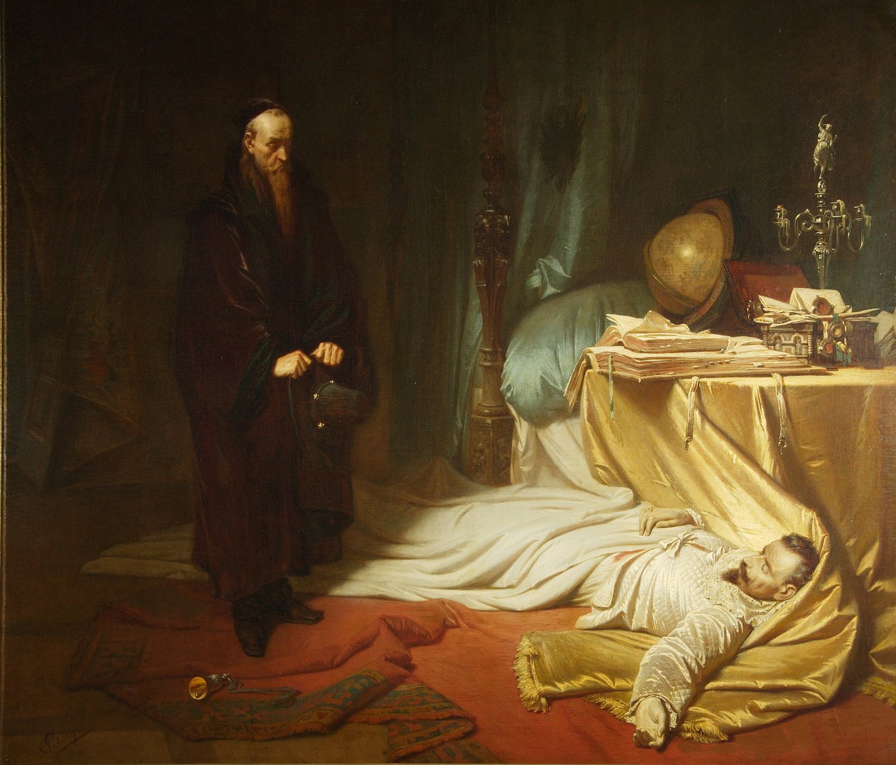 Seni vid Wallensteins döda kropp, 1855 av Carl Theodor von Piloty
