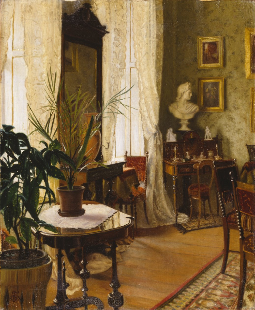 En interiör (olja på duk) av Carl Thomsen