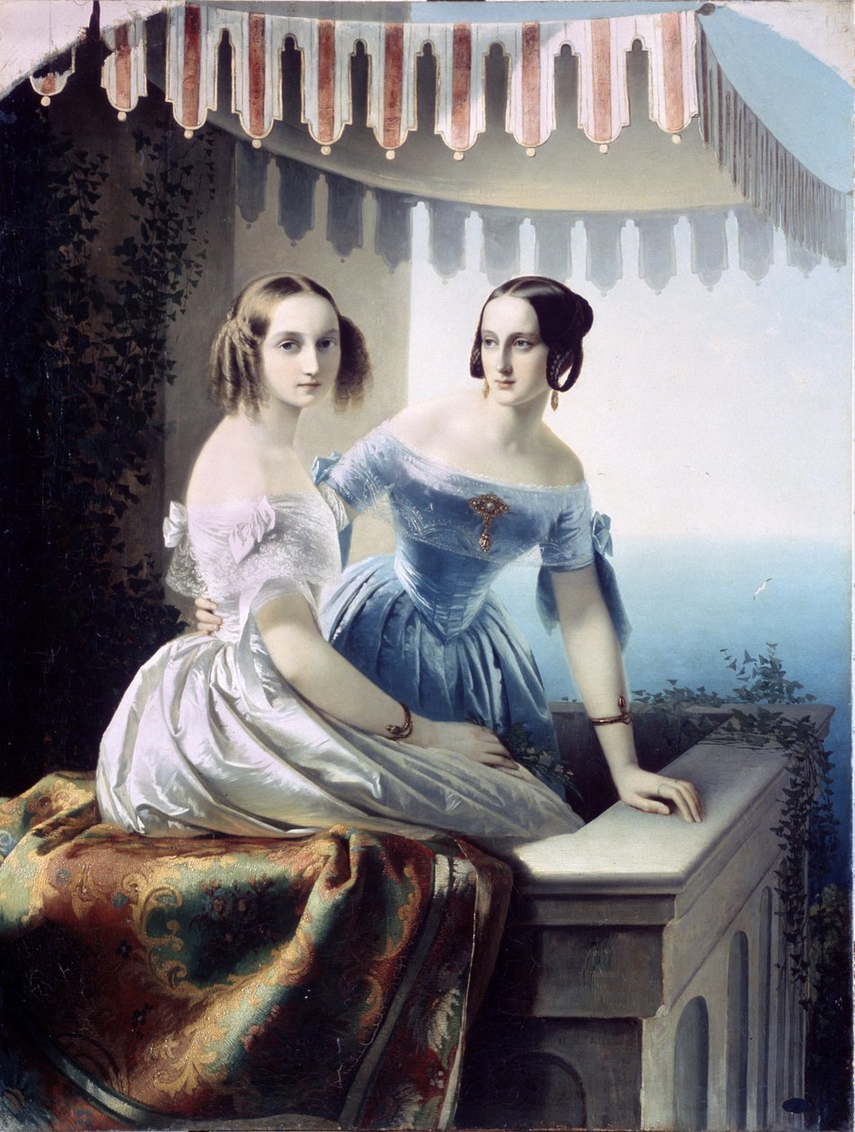 Porträtt av storhertiginnorna Marie Nikolaievna av Ryssland (hertiginnan av Leuchtenberg av Carl Timoleon von Neff