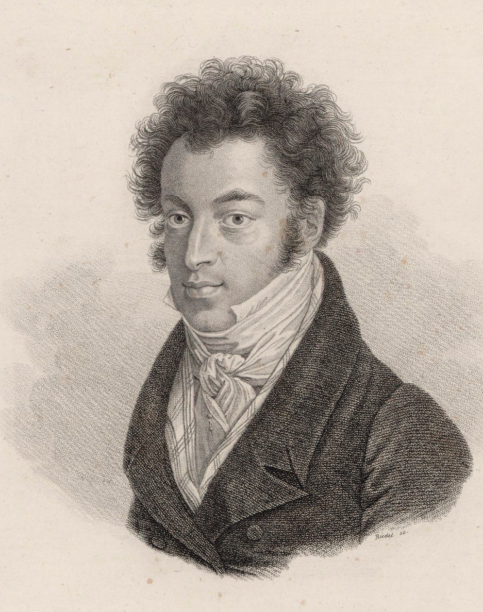 Porträtt av pianisten och kompositören Ignaz Moscheles 1794-1 av Carl Traugott Riedel