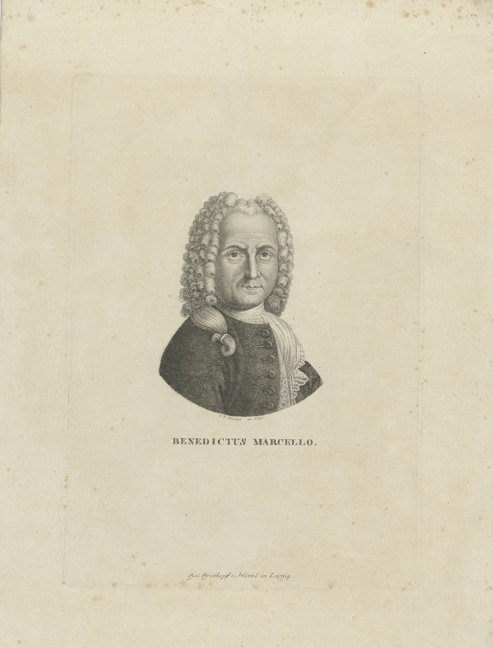 Porträtt av kompositören Benedetto Marcello 1686-1739, ca. 1795. av Carl Traugott Riedel