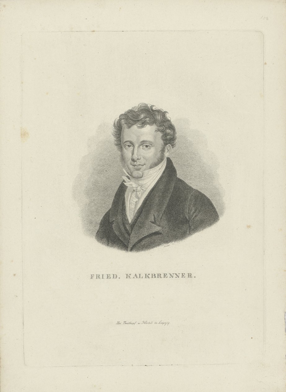 Porträtt av kompositören Friedrich Kalkbrenner 1785-1849, ca 1821. av Carl Traugott Riedel