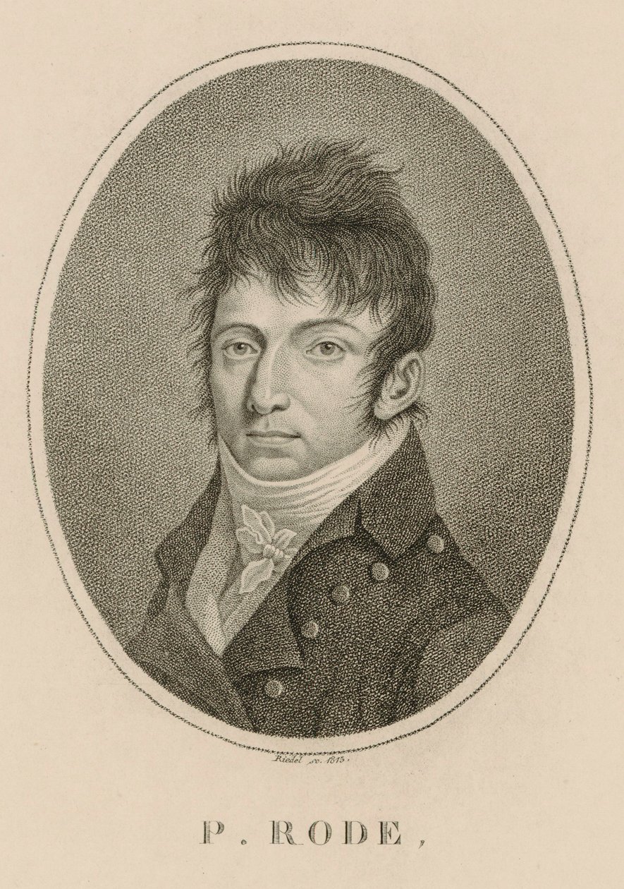 Porträtt av kompositören Pierre Jacques Joseph Rode 1774-1830, 1813. av Carl Traugott Riedel