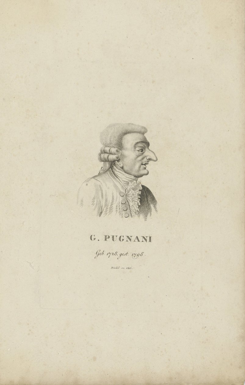 Porträtt av violinisten och kompositören Gaetano Pugnani 1731-1798, 1815. av Carl Traugott Riedel