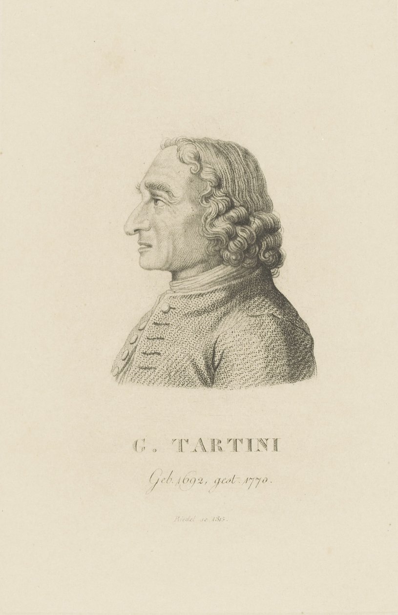 Porträtt av violinisten och kompositören Giuseppe Tartini 1692-1770, 1815. av Carl Traugott Riedel