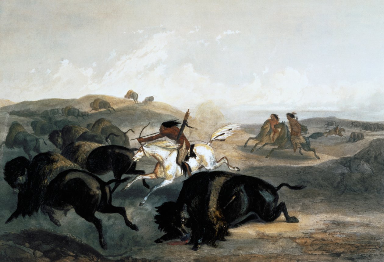 "Indier som jagar bisonen", 1843 av Carl Vogel