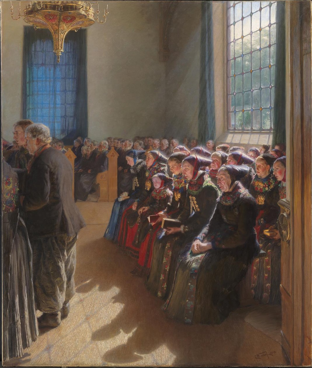 Under gudstjänsten i en kyrka på Amager av Carl Wentorf