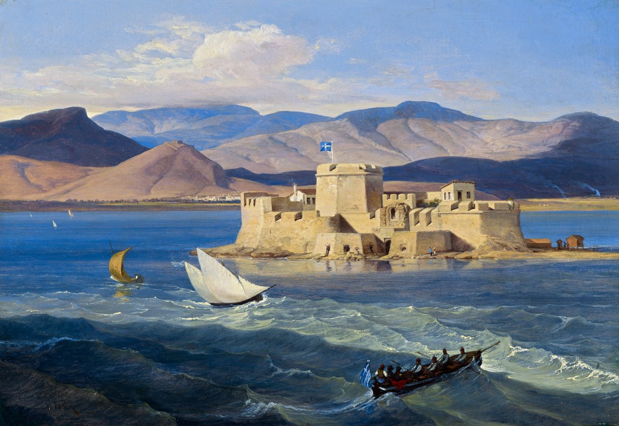 Fästningen Bourtzi nära Nauplia av Carl Wilhelm Freiherr von Heideck