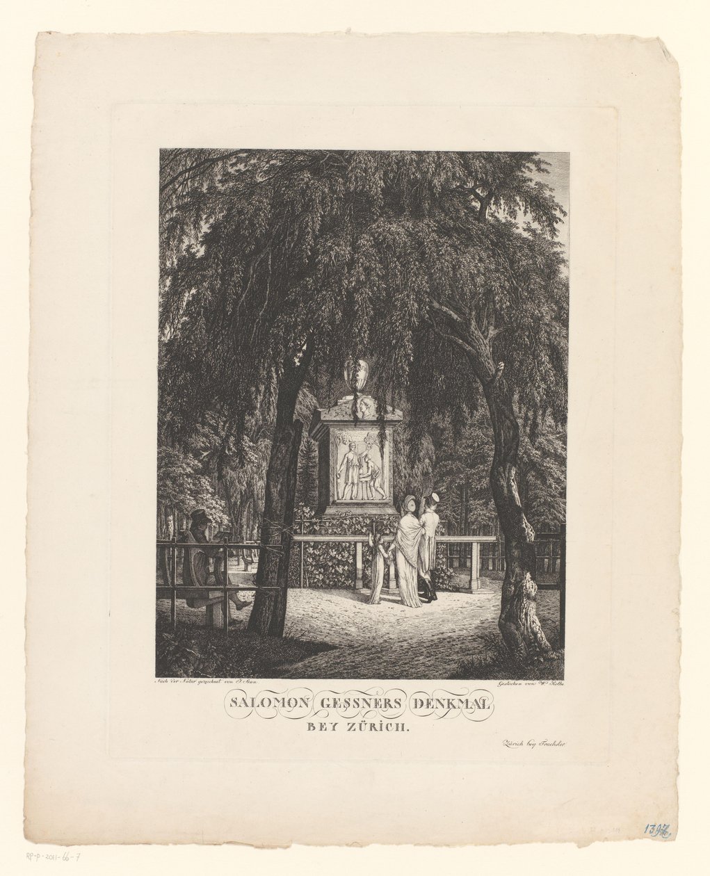 Monument till Salomon Gessner nära Zürich Salomon Gessners monument nära Zürich (titel på objekt) av Carl Wilhelm Kolbe (I)