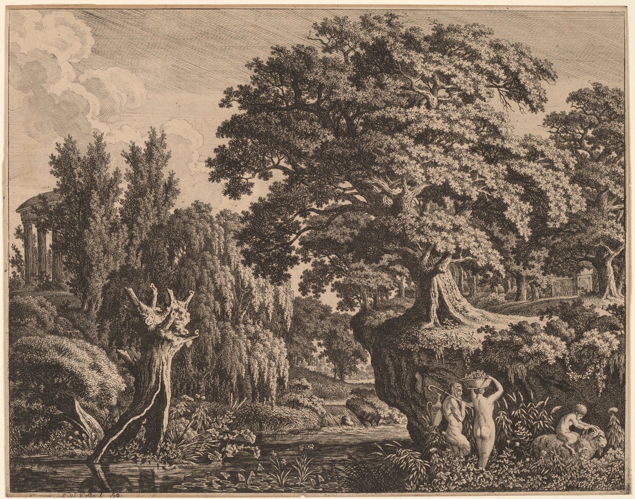 Arkadiskt landskap med en Satyrfamilj av Carl Wilhelm Kolbe