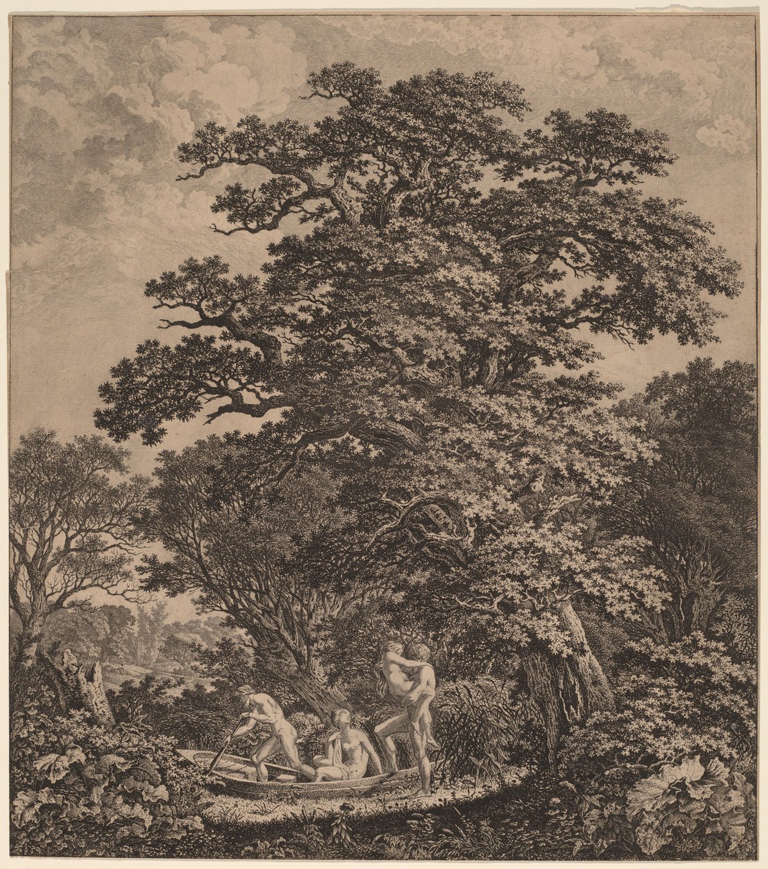 Landskap med nakenbilder som går ombord på en båt av Carl Wilhelm Kolbe