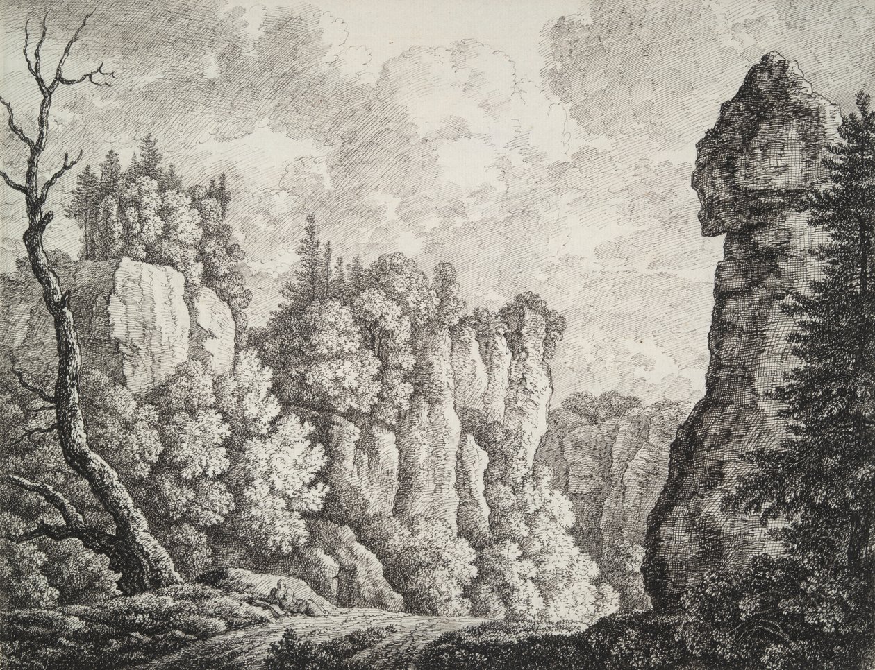 Stenigt landskap med en eremit av Carl Wilhelm Kolbe the elder