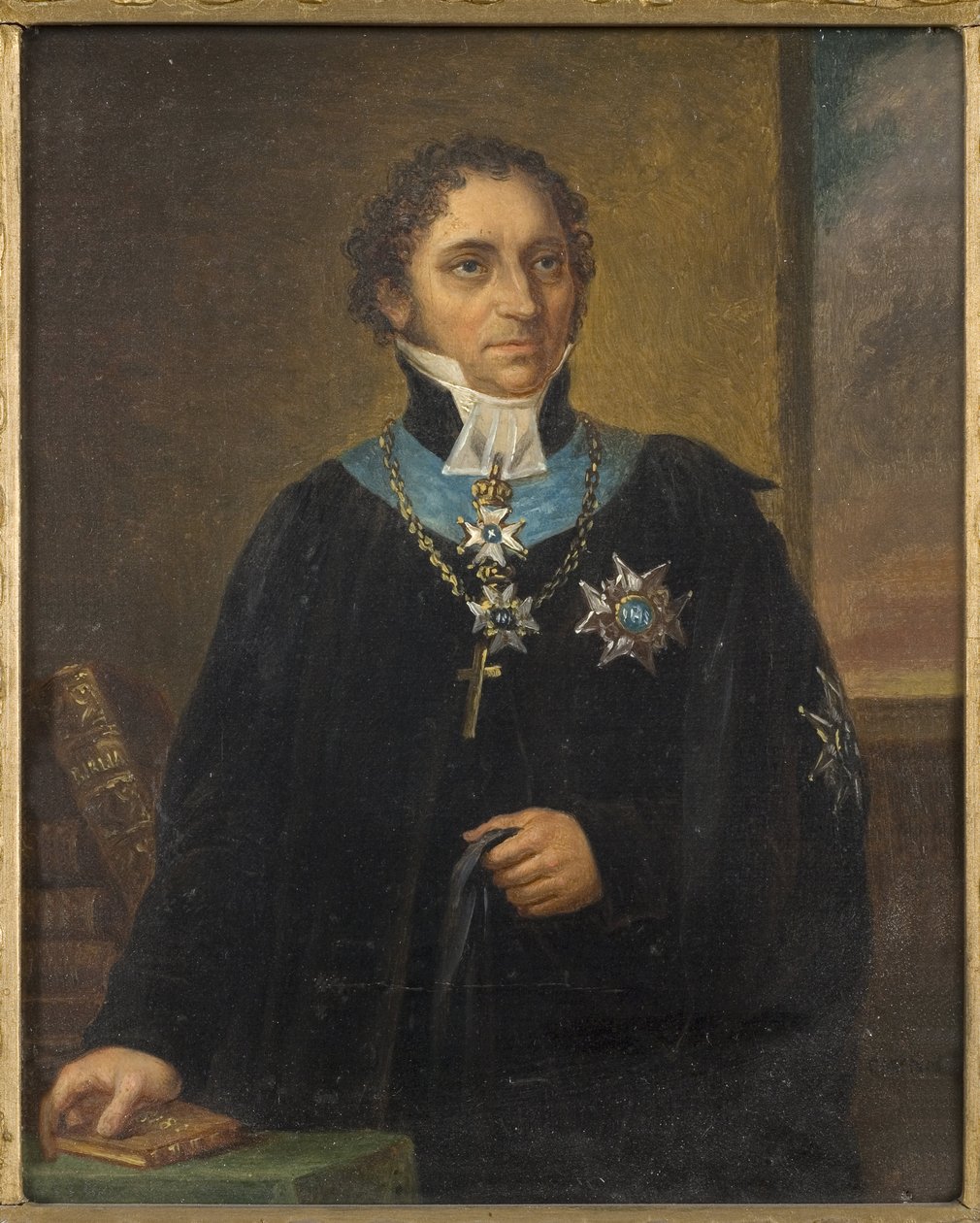 Portrait of Johan Olof Wallin (1779-1839), by Nordgren, Carl Wilhelm (1804-1857). Oil on canvas. Dimension : 18x15 cm. Nationalmuseum Stockholm av Carl Wilhelm Nordgren