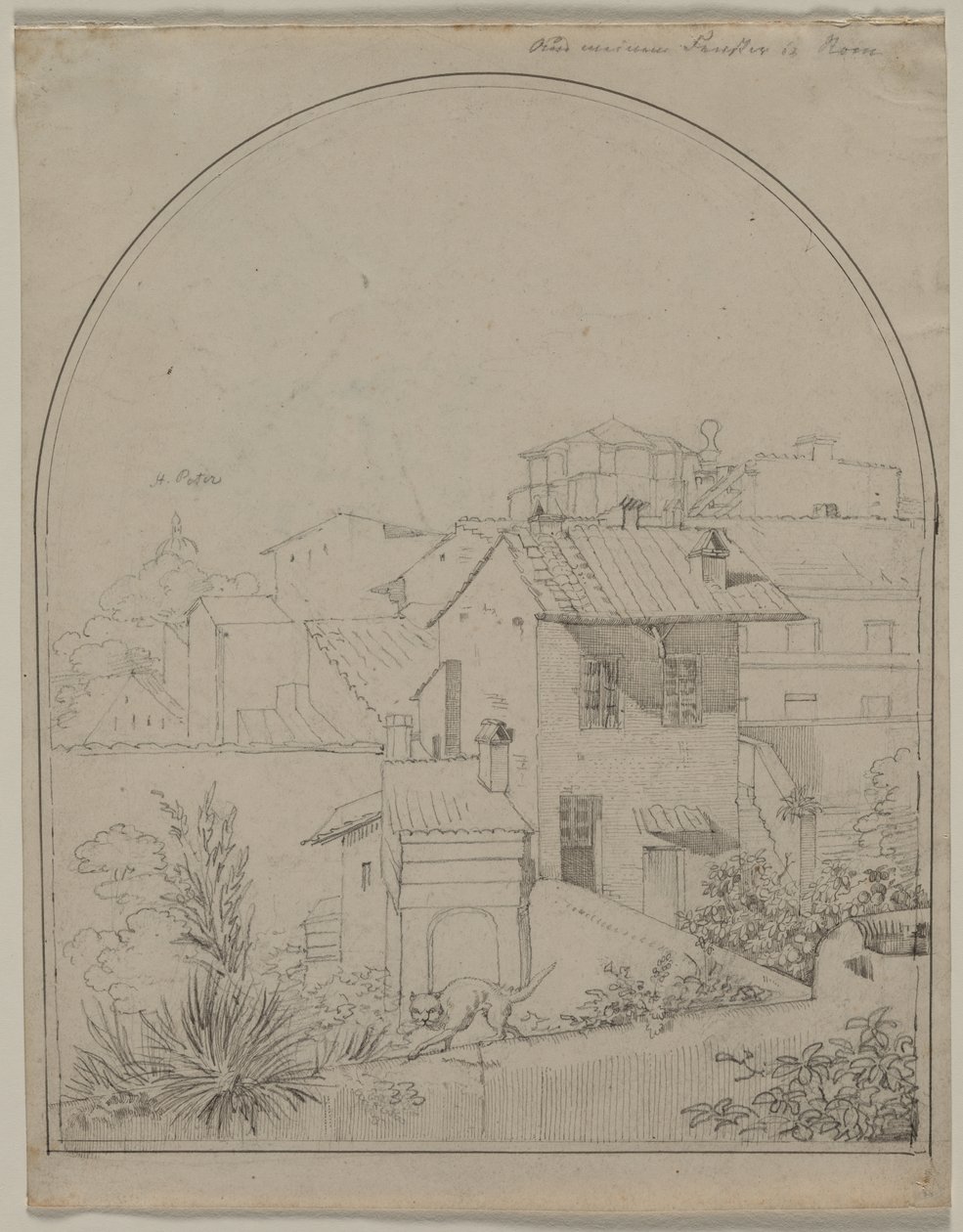 Utsikt från mitt fönster i Rom recto Soldier in a Landscape a tergo, ca. 1817. av Carl Wilhelm Tischbein