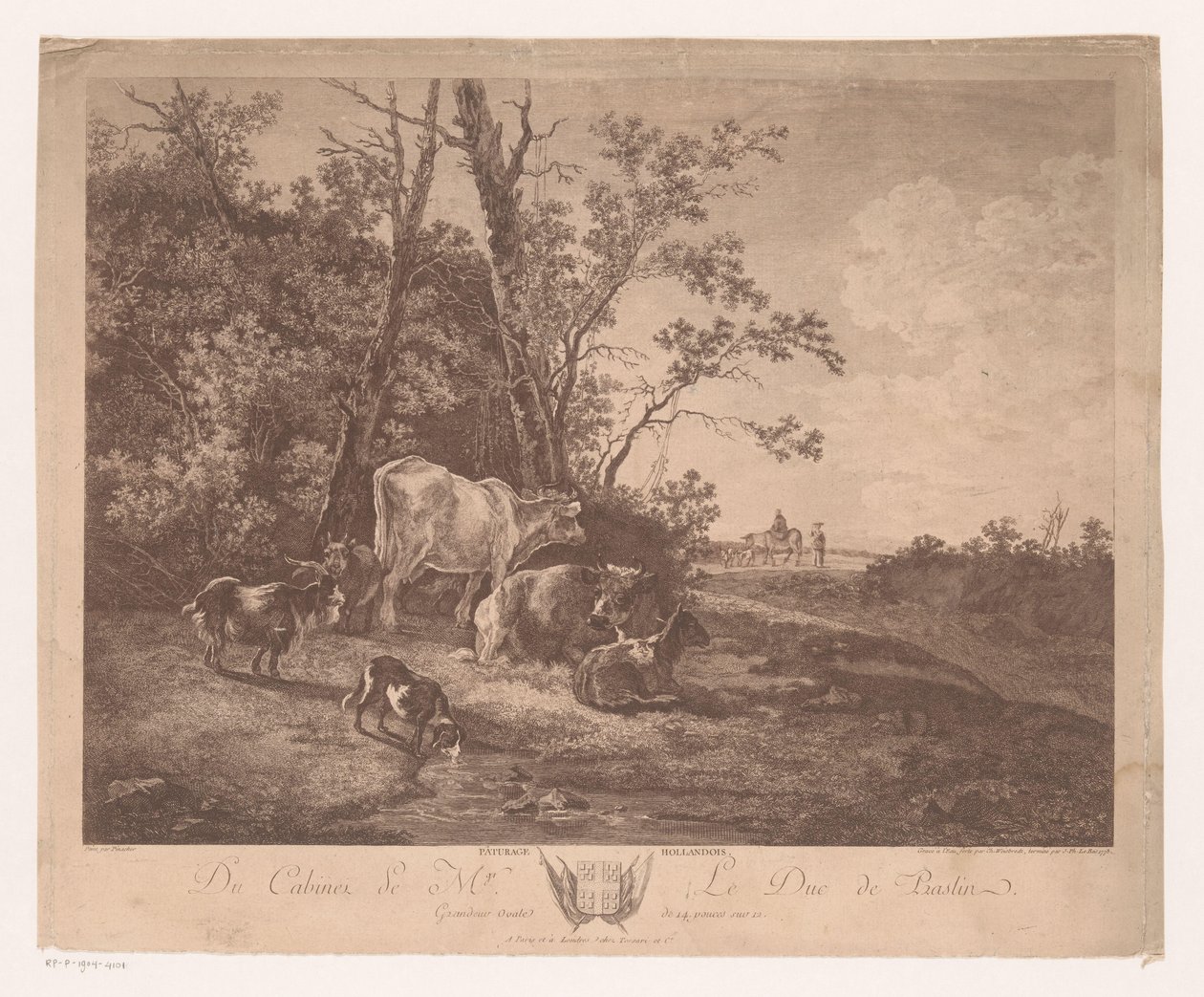 Landskap med boskap Pâturage Hollandois (titel på objekt) av Carl Wilhelm Weisbrod