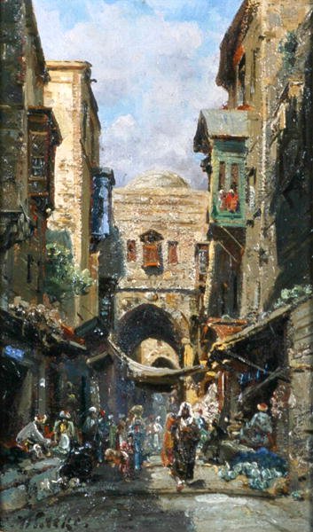 Davids gata i Jerusalem, ca 1890 (olja ombord) av Carl Wuttke