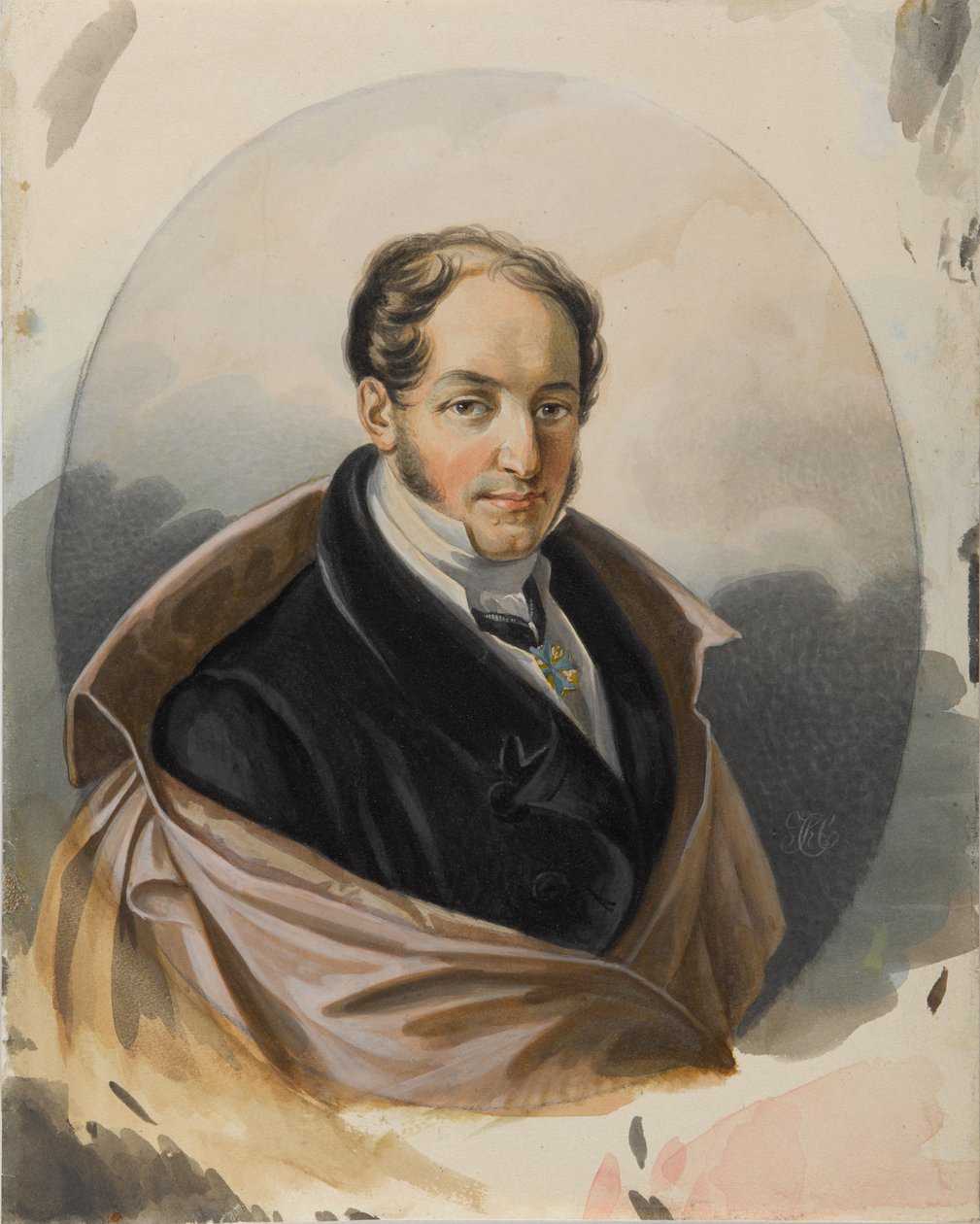 Porträtt av Alexander Ivanovich Lorer 1779-1824, början av 1820-talet. av Carl von Hampeln