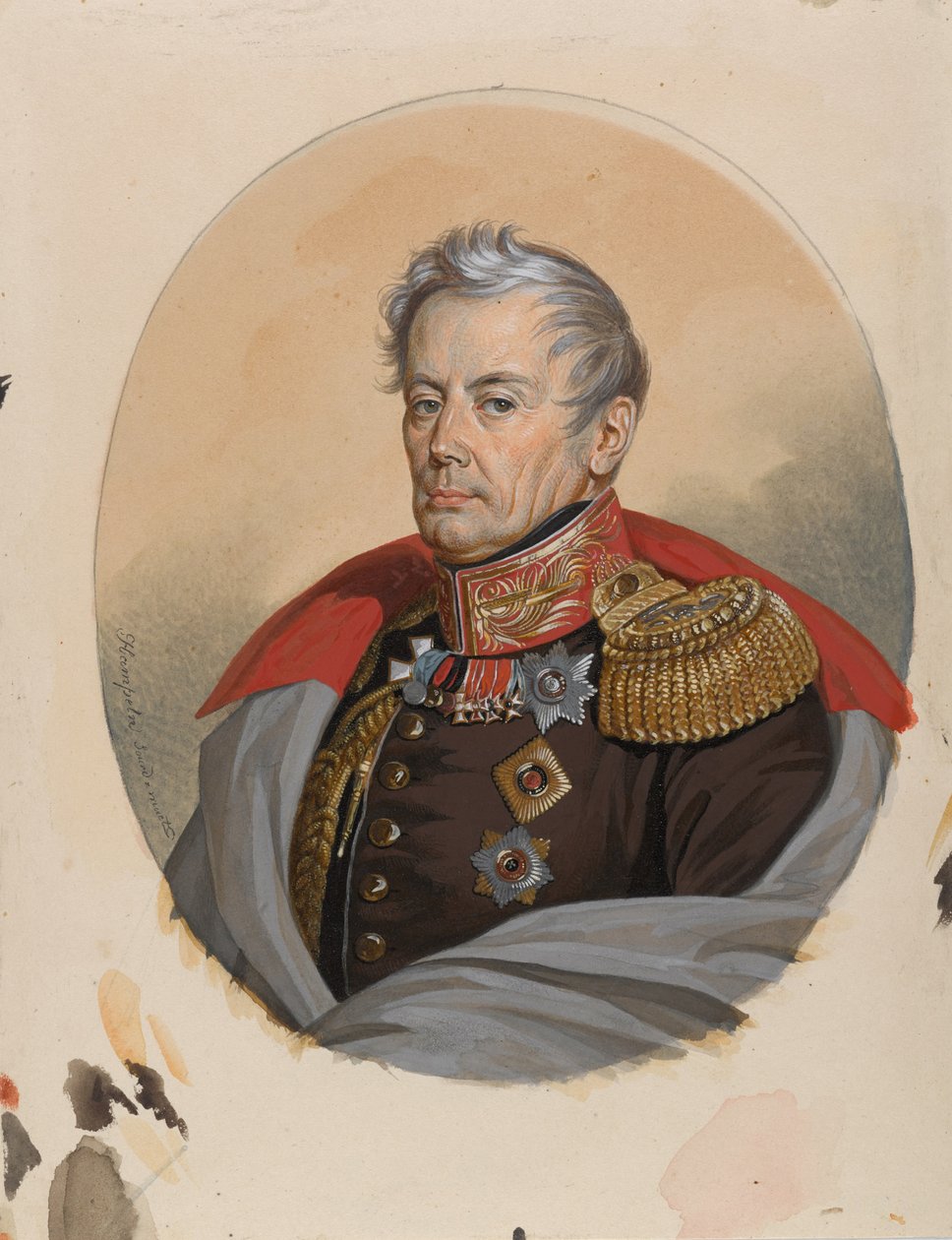 Porträtt av greve Pjotr Petrovitj Konovnitsyn 1764-1822, tidigt 1820-tal. av Carl von Hampeln