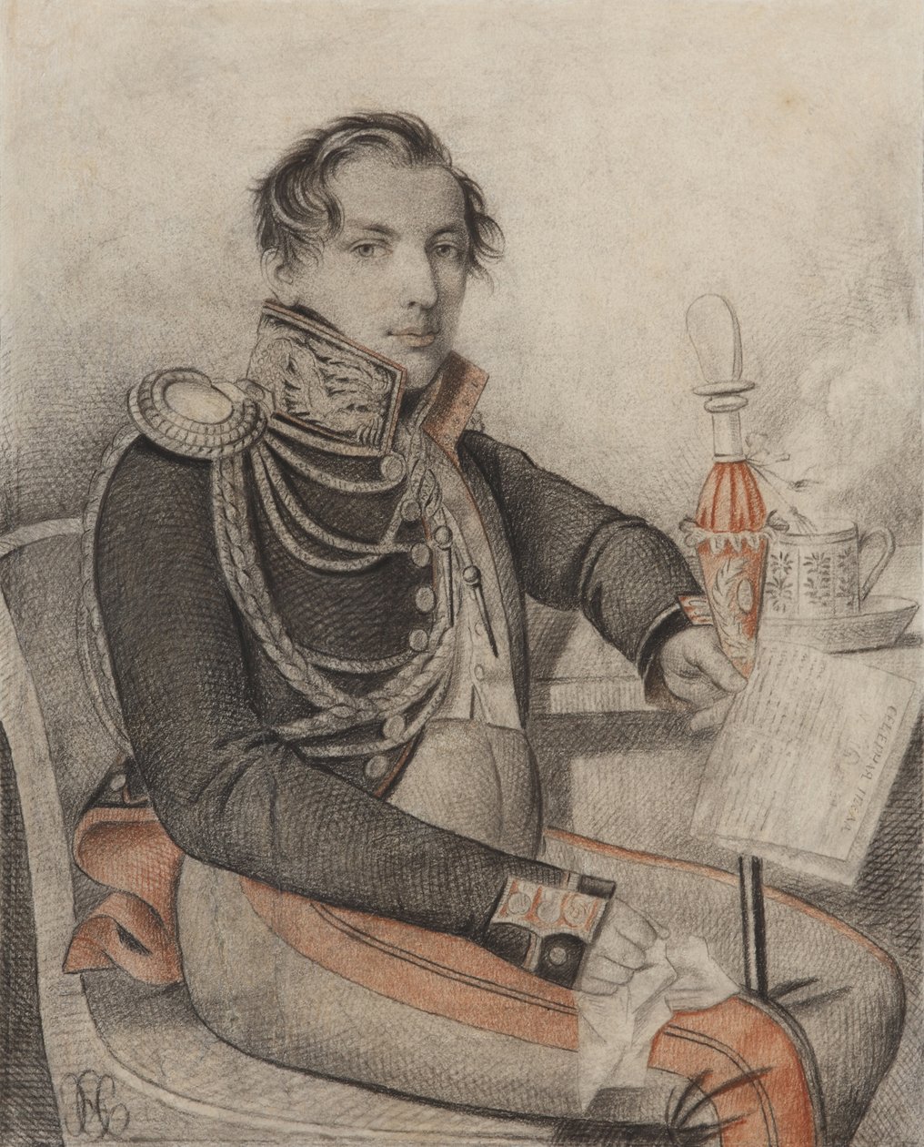 Porträtt av greve Pjotr ​​Petrovitj Konovnitsyn 1803-1830, tidigt 1820-tal. av Carl von Hampeln