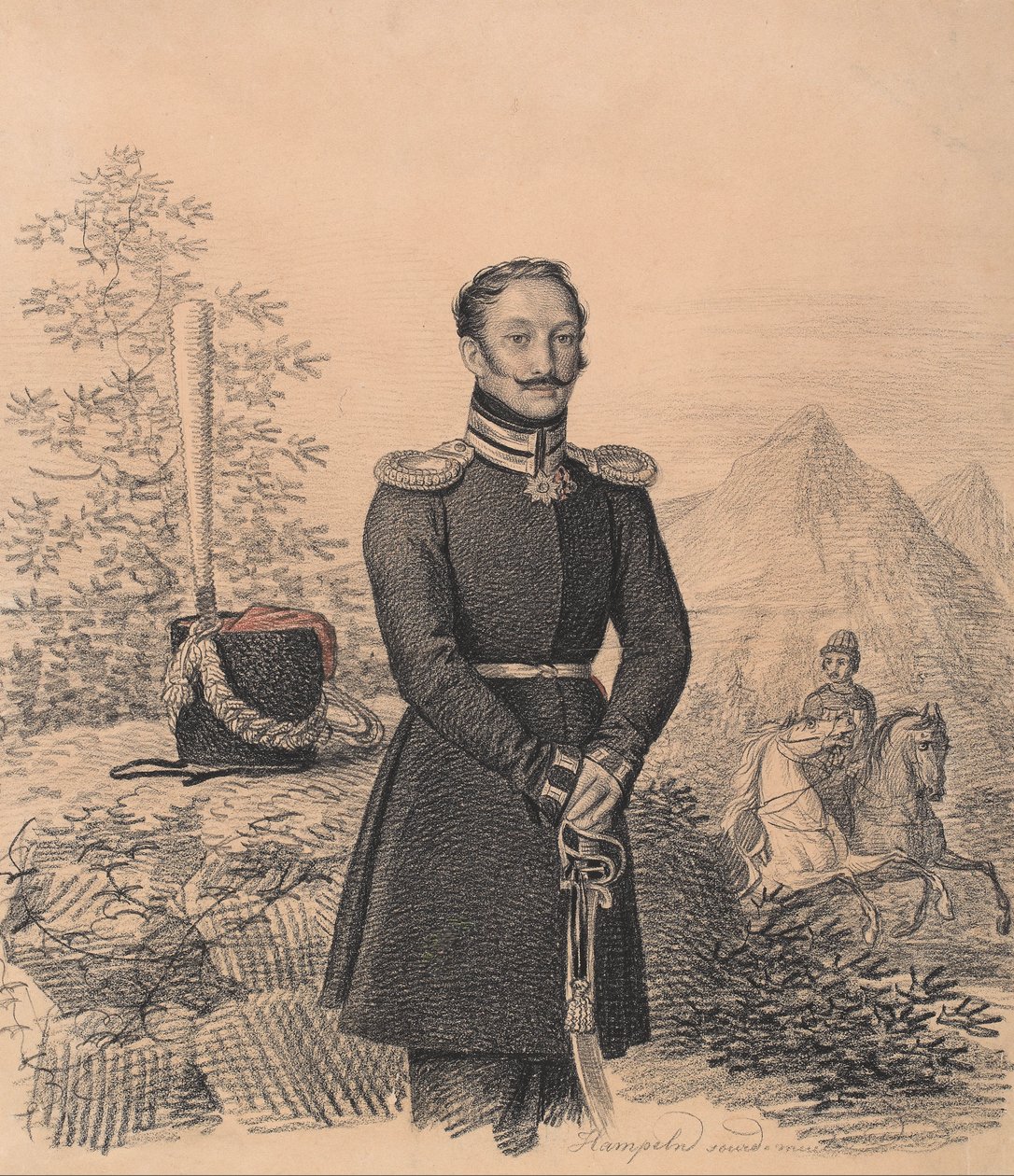 Porträtt av Fjodor Alexandrovich Bekovich-Cherkassky 1791-1833, 1822. av Carl von Hampeln