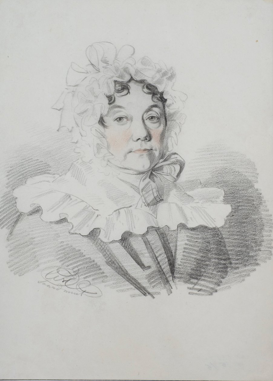 Porträtt av Maria Ivanovna Rimskaya-Korsakova, född Naumova 1764-1832, 1820-talet. av Carl von Hampeln