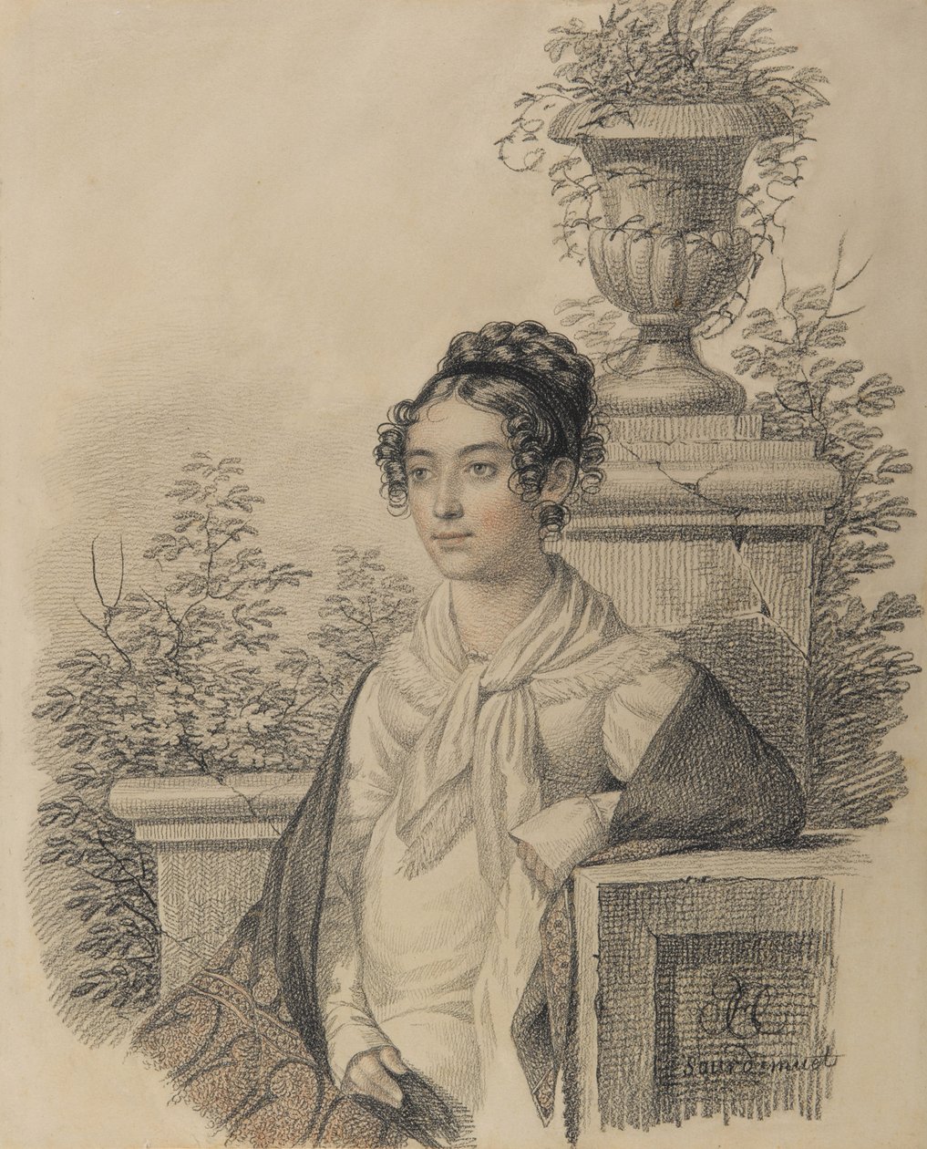 Porträtt av Olga Nikolaevna Kokoshkina, född Rezanova 1802-1828, mellan 1824 och 1828. av Carl von Hampeln