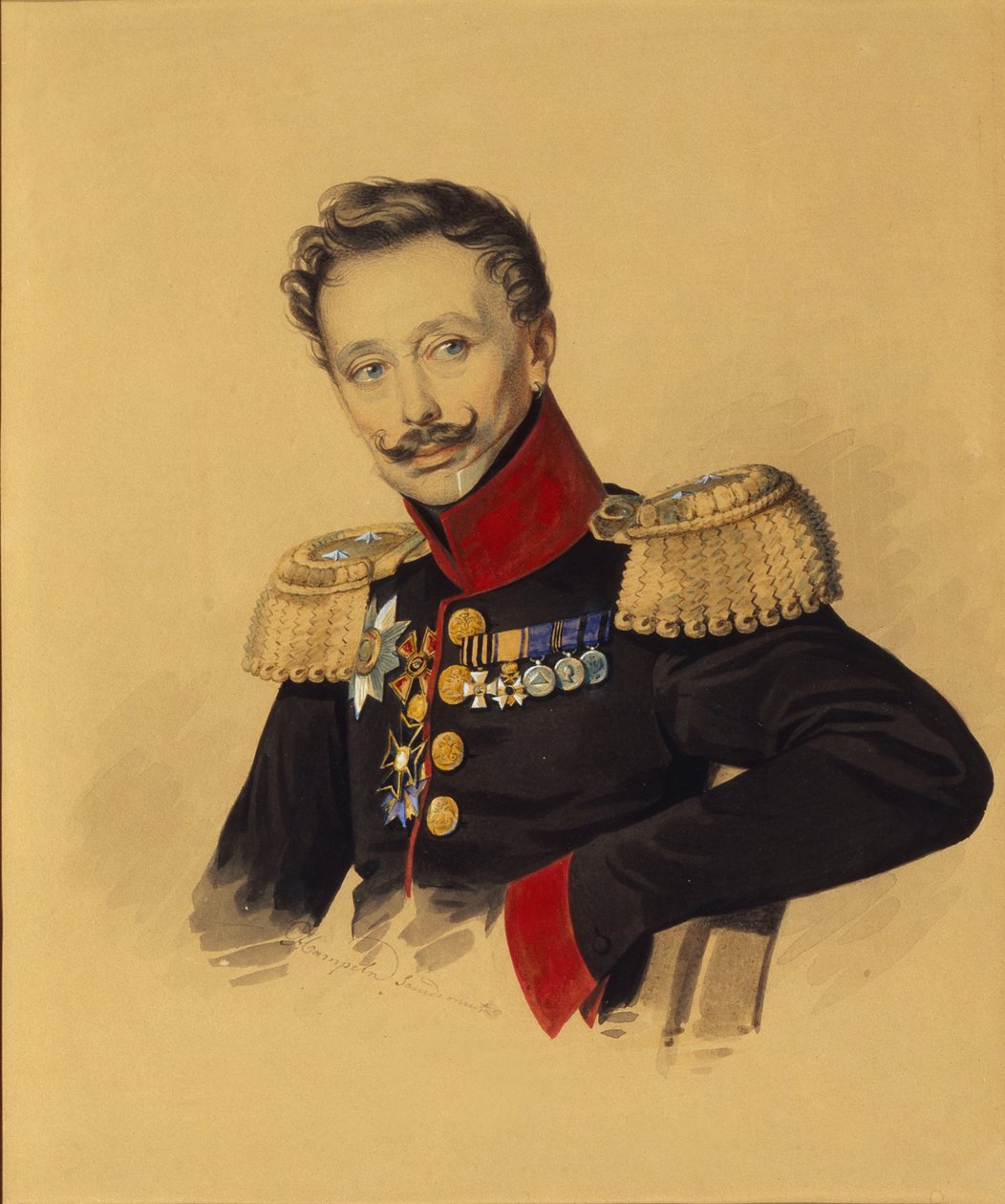 Porträtt av prins Fjodor Fjodorovich Gagarin 1786-1863, 1830-talet av Carl von Hampeln