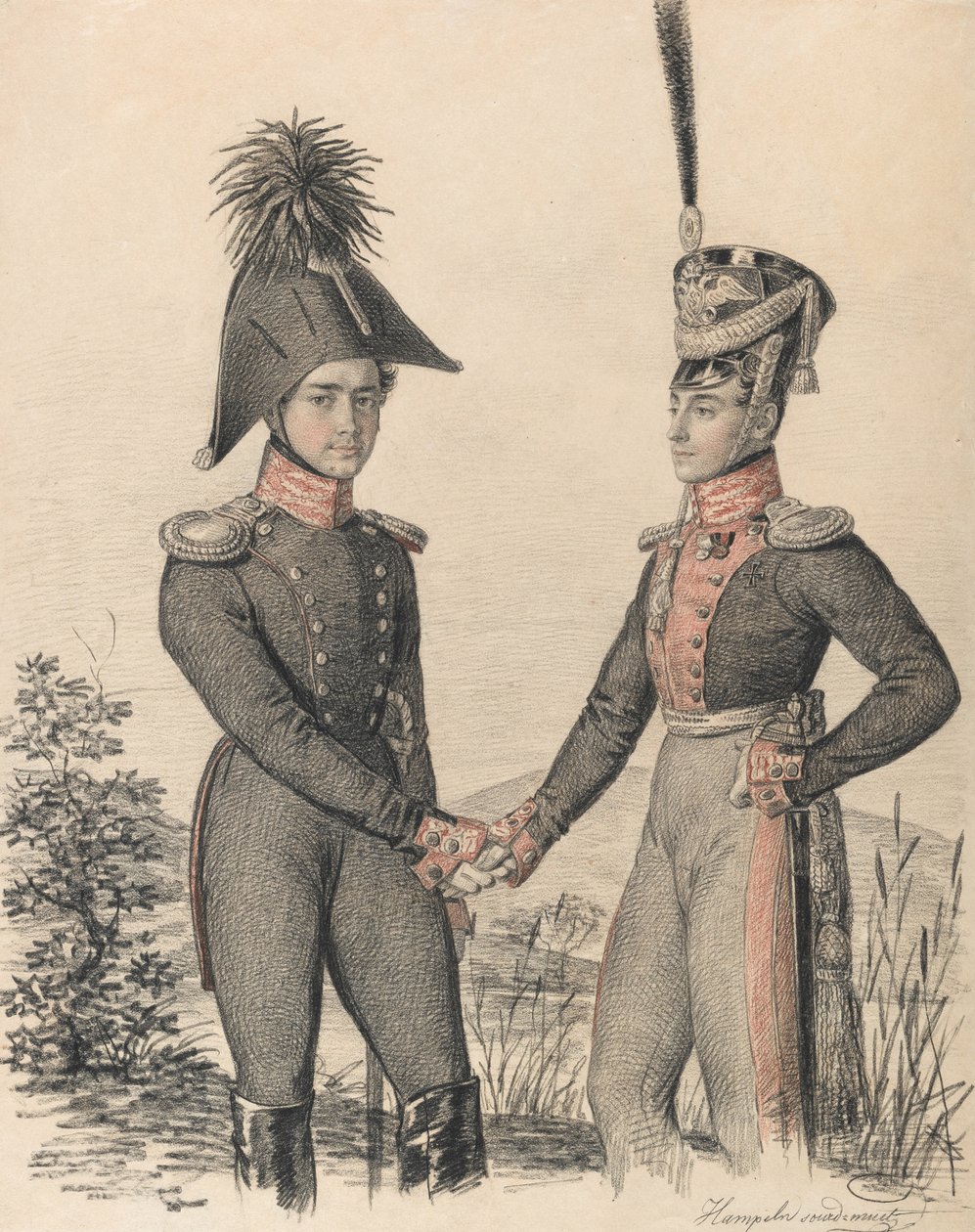 Porträtt av Pyotr Petrovich Esipov 1797-1876 och Pavel Yakovlevich de Witte 1796-1864, tidigt 182 av Carl von Hampeln