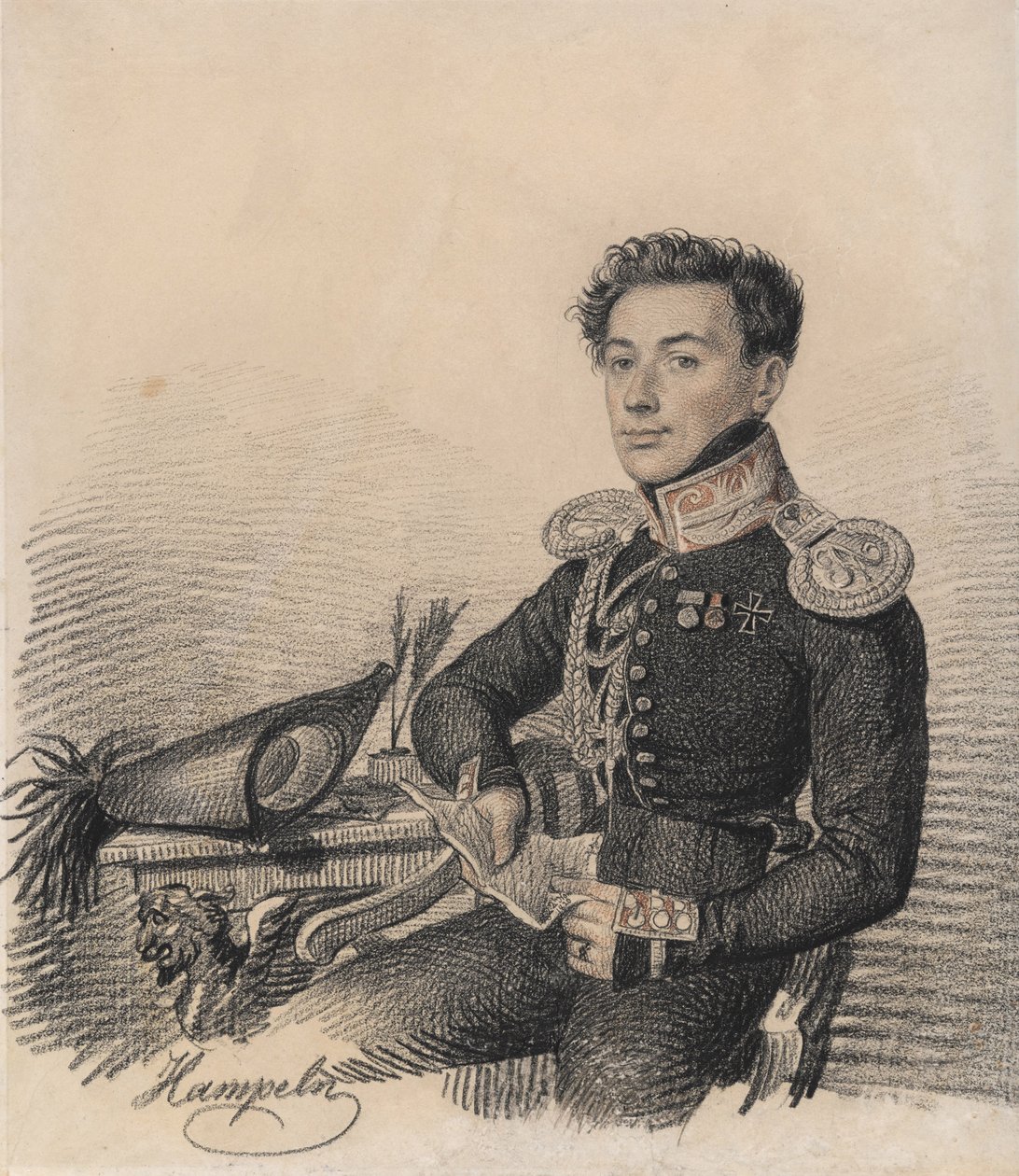 Porträtt av Sergei Alexandrovich Kokoshkin 1795-1861, 1820. av Carl von Hampeln