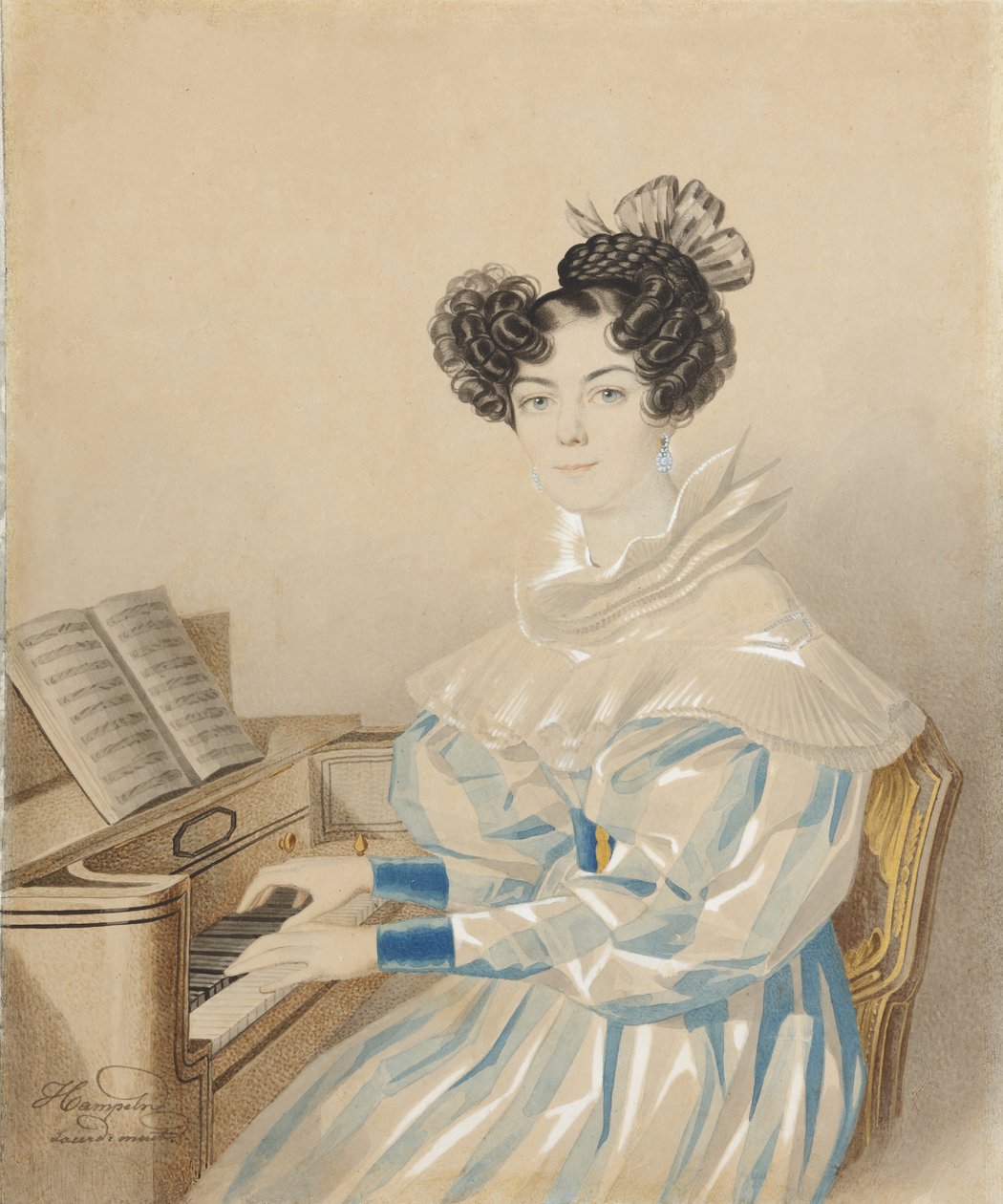 Porträtt av Tatiana Petrovna Lvova 1789-1848, född Poltoratskaya, 1820-talet. av Carl von Hampeln