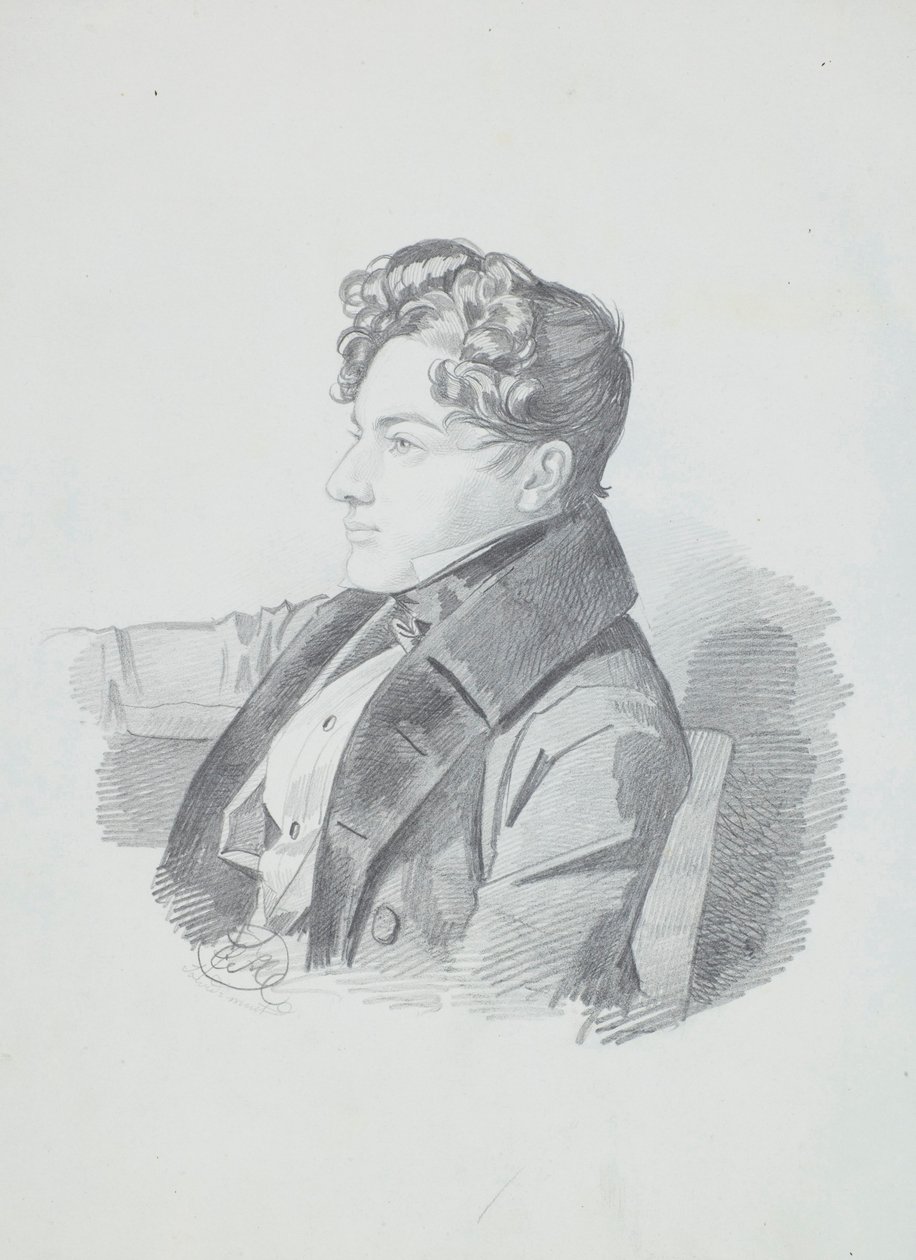 Porträtt av Vasilij Viktorovich Kochubey 1812-1850, ca. 1832. av Carl von Hampeln