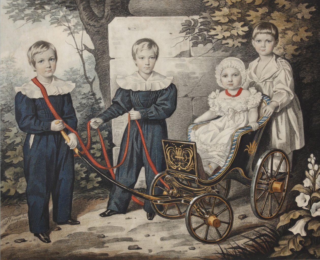 Porträtt av Talyzin-barnen, tidigt 1830-tal. av Carl von Hampeln
