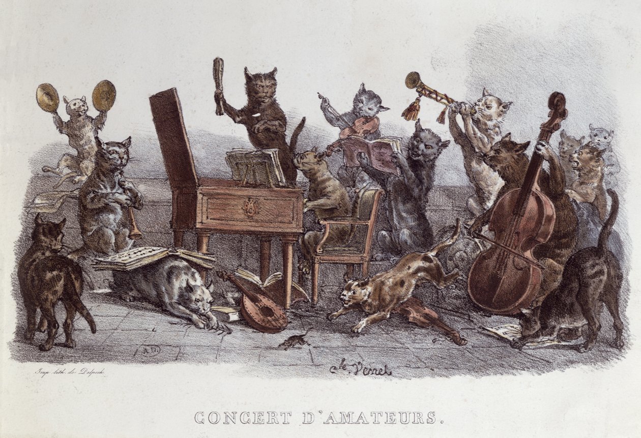 En amatörkonsert, graverad av Francois Seraphin Delpech (1778-1825) c.1820 av Carle Vernet