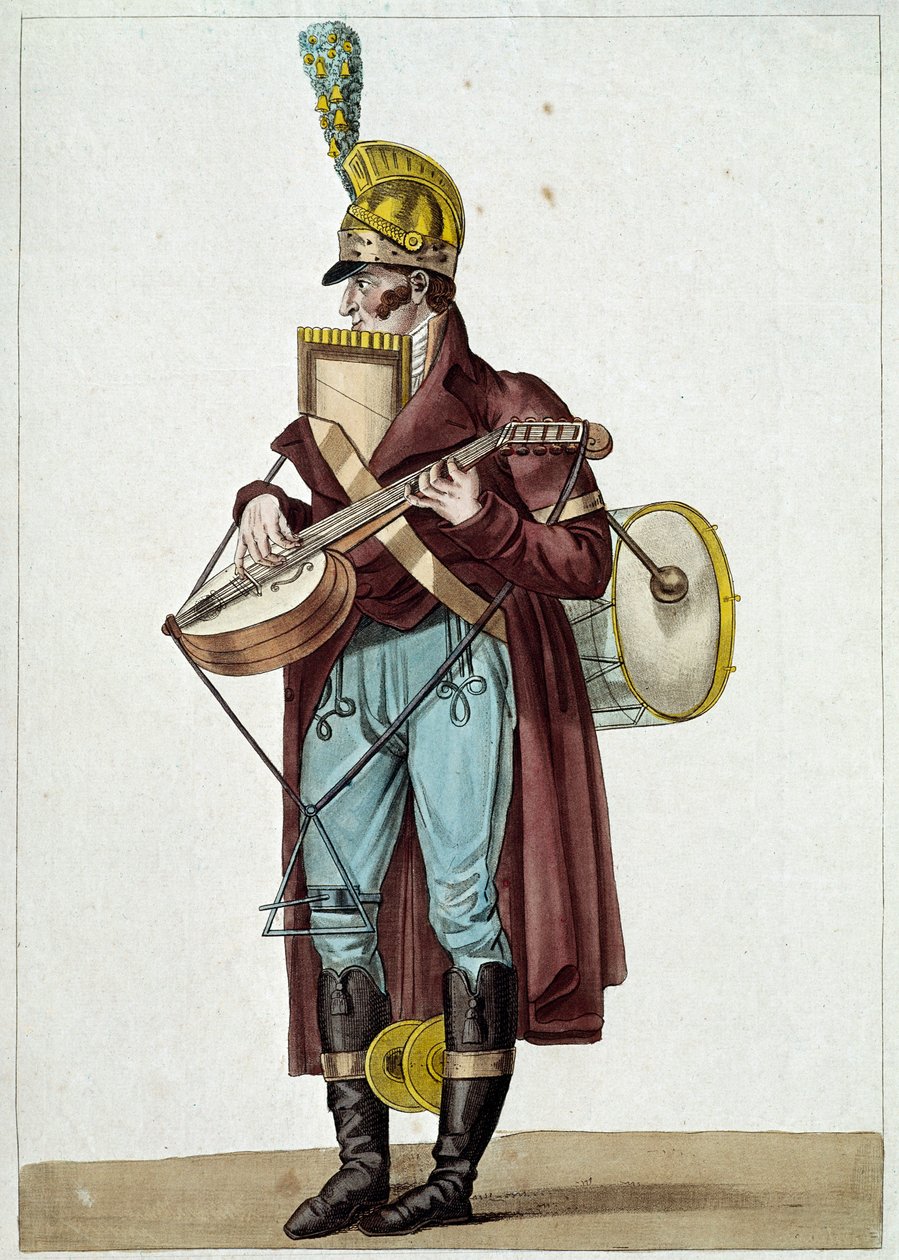 Monsieur Ut la si, orkester för borgerliga teatrar (gatumusiker) (Illustration av Carle Vernet