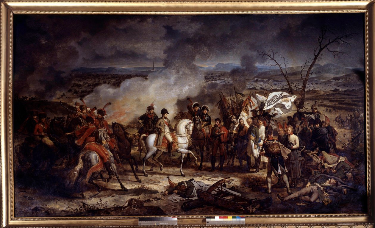 Napoleonkriget: "" Kejsar Napoleon I (1769-1821) under slaget vid Austerlitz den 2/12/1805. Målning av Antoine Vernet (1758-1836) 1805 Boissy Saint Leger. Chateau De Grosbois av Carle Vernet
