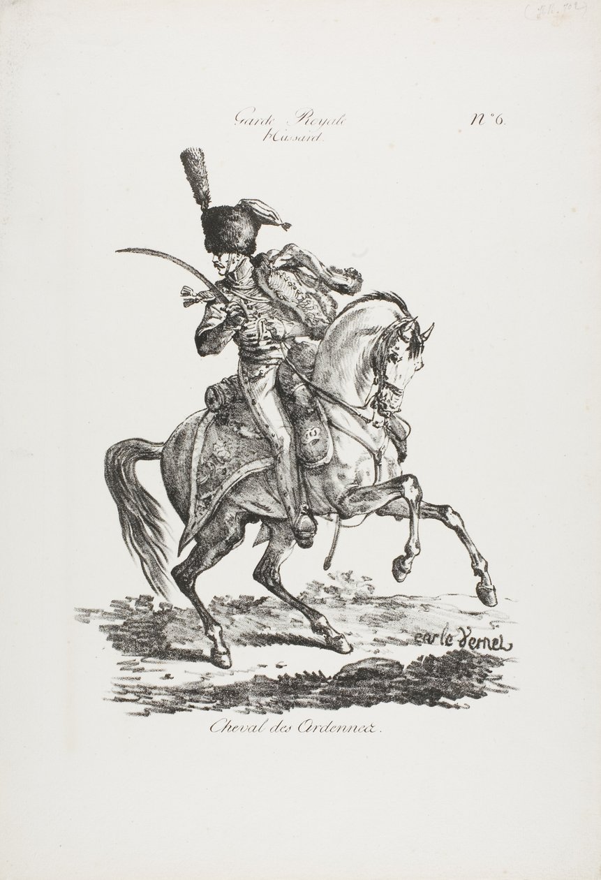 Royal Guard, Mounted Hussard och Horse No. 6 av Carle Vernet