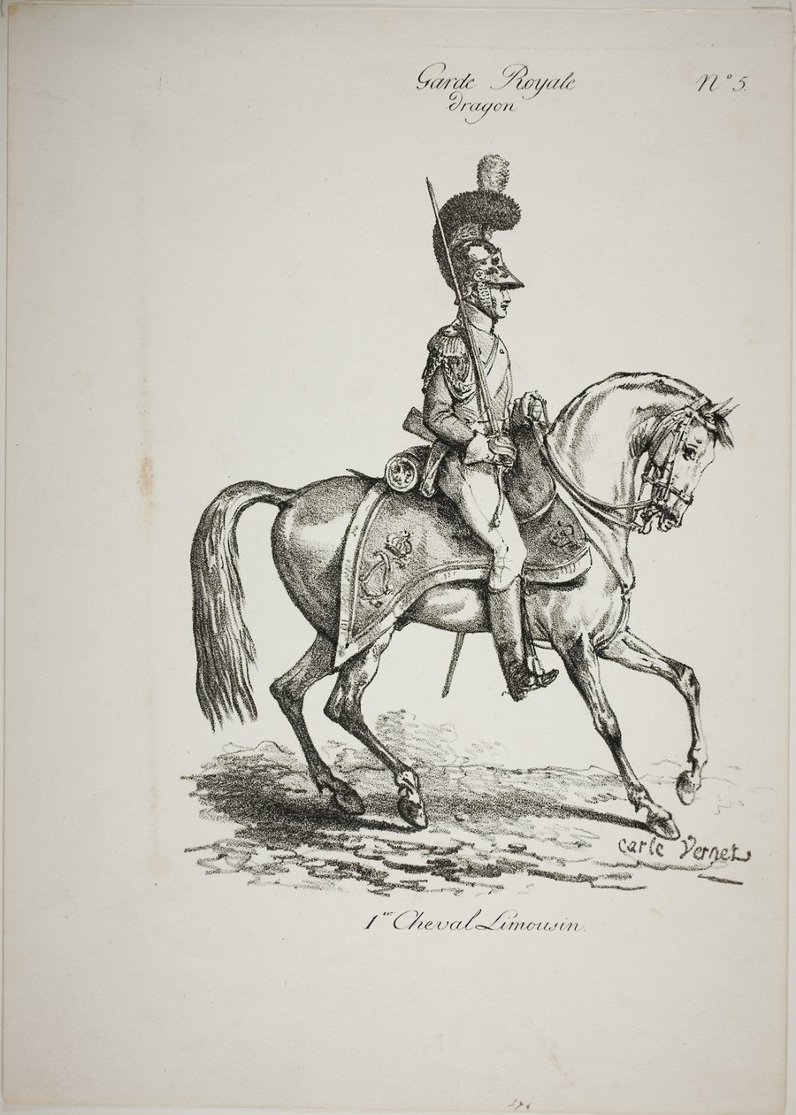 Royal Guard, Norman Mounted Dragon and Horse, nr 5, First Limoges Horse av Carle Vernet