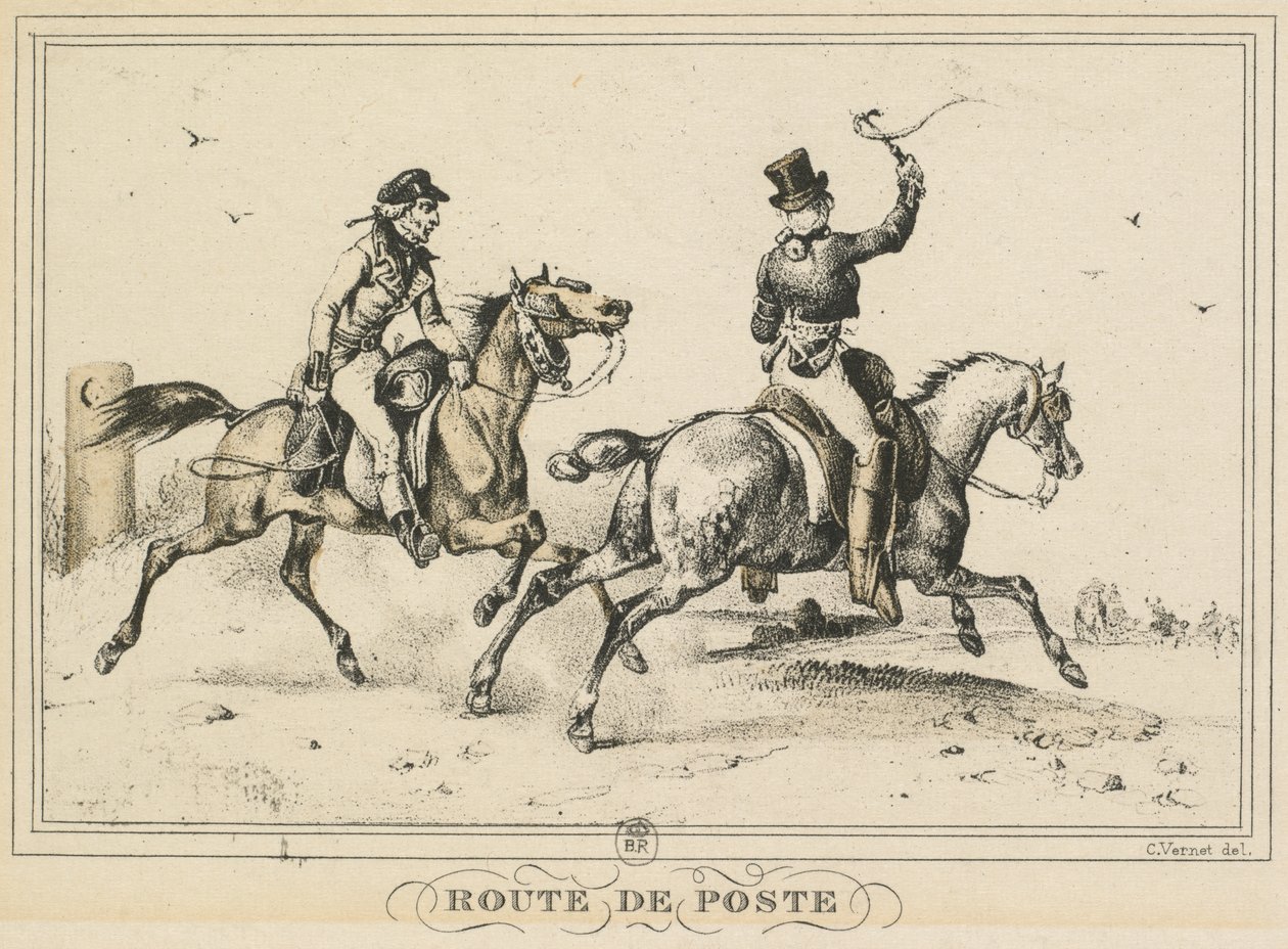 Scener av dagligt liv, vägar och stigar: Postrutt av Carle Vernet