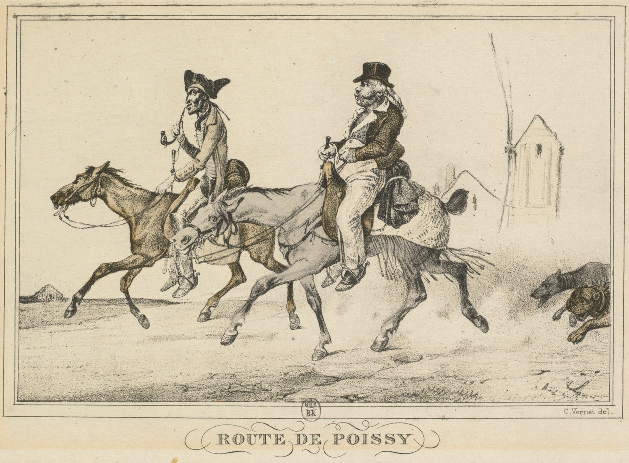 Scener av dagligt liv, vägar och stigar: Road to Poissy av Carle Vernet