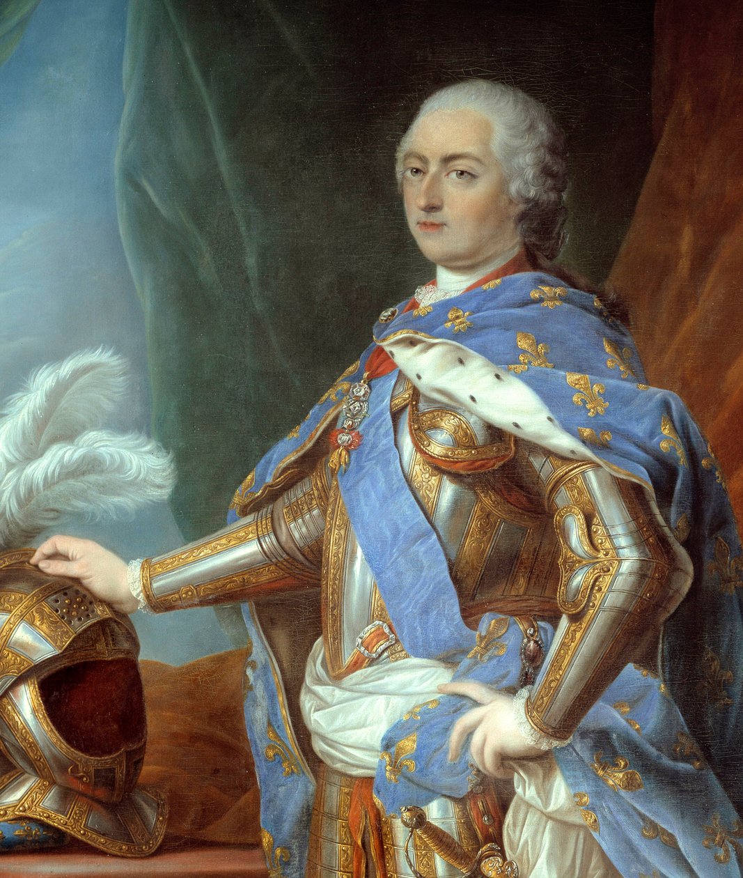Detalj av "" Fullängdsporträtt av Ludvig XV "" (1710-1774). Målning av Carle Van Loo (1705-1765) av Carle van Loo