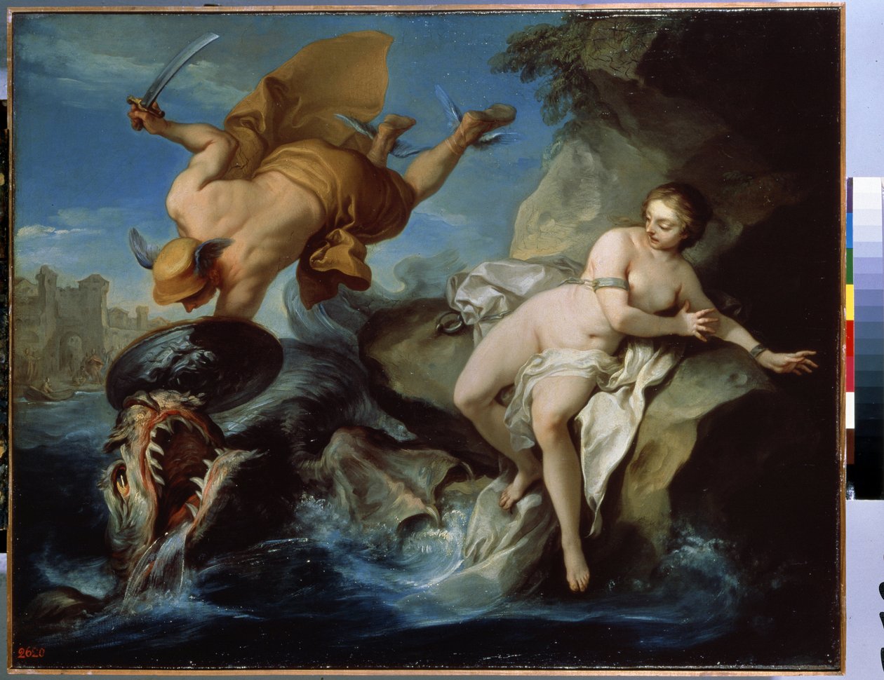 Perseus och Andromeda (olja på duk) av Carle van Loo