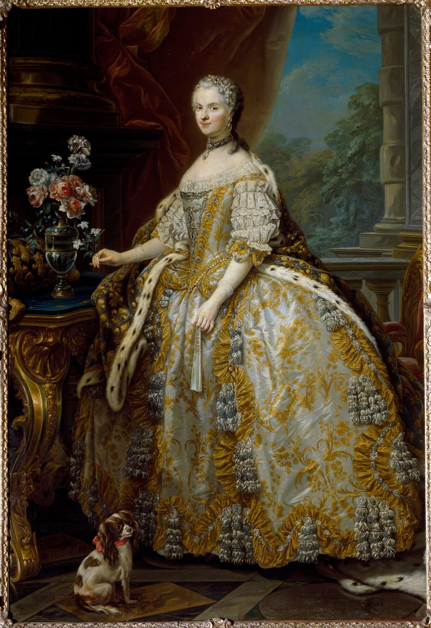 Porträtt av Marie Leczinska, Frankrikes drottning (Leczinska, Lesiczka eller Leszinka av Carle van Loo