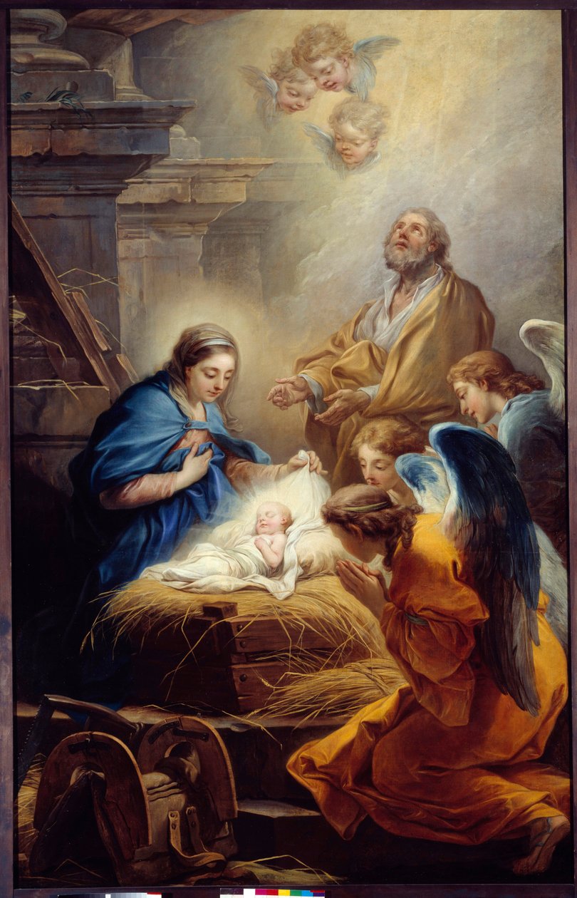 Änglarnas tillbedjan målning av Carle van Loo (1705-1765) 1751 Brest, Museum of Fine Arts av Carle van Loo