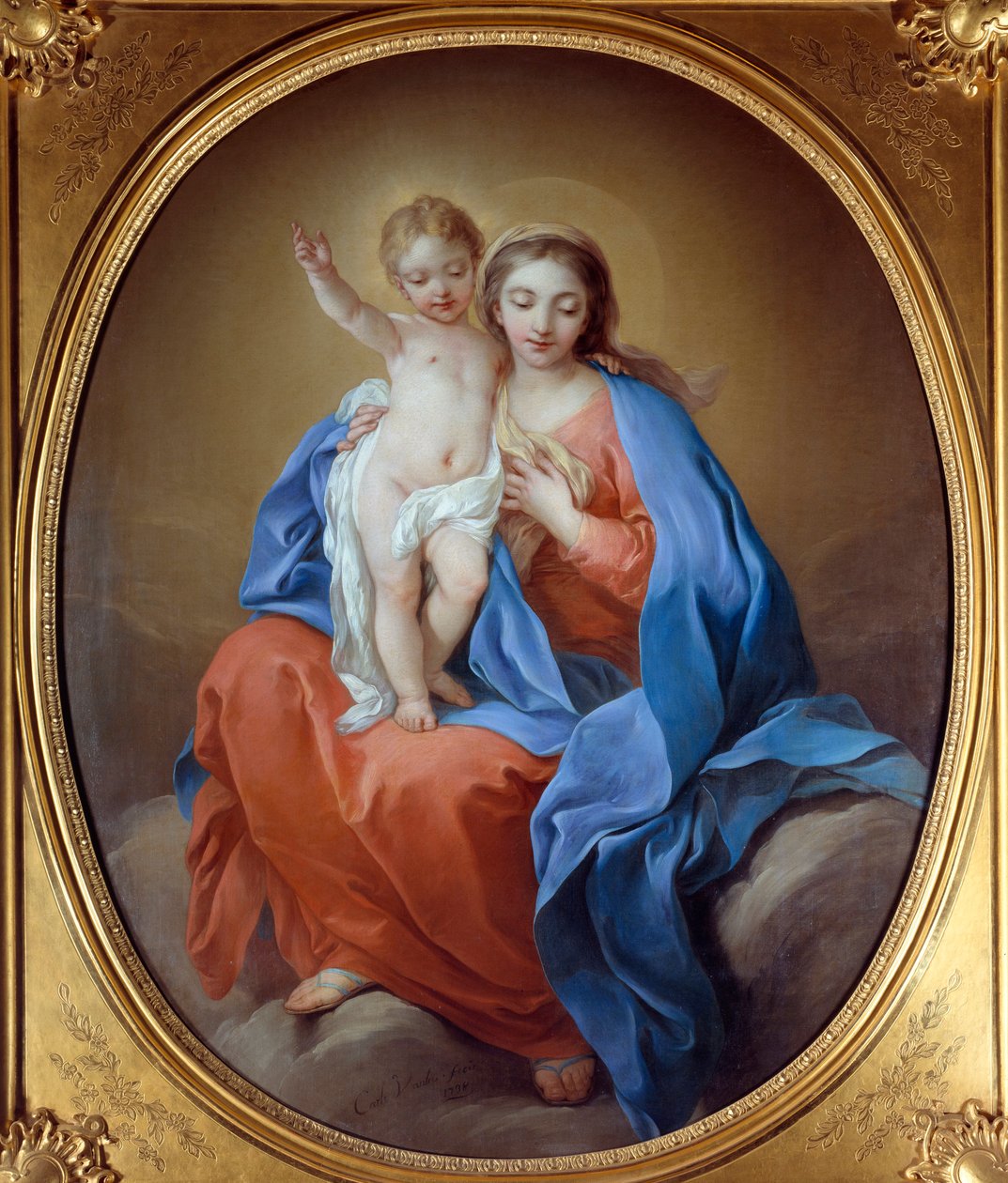 Jungfrun och Jesusbarnet. Olja på duk. Målning av Carle Van Loo (1705 - 1765) av Carle van Loo